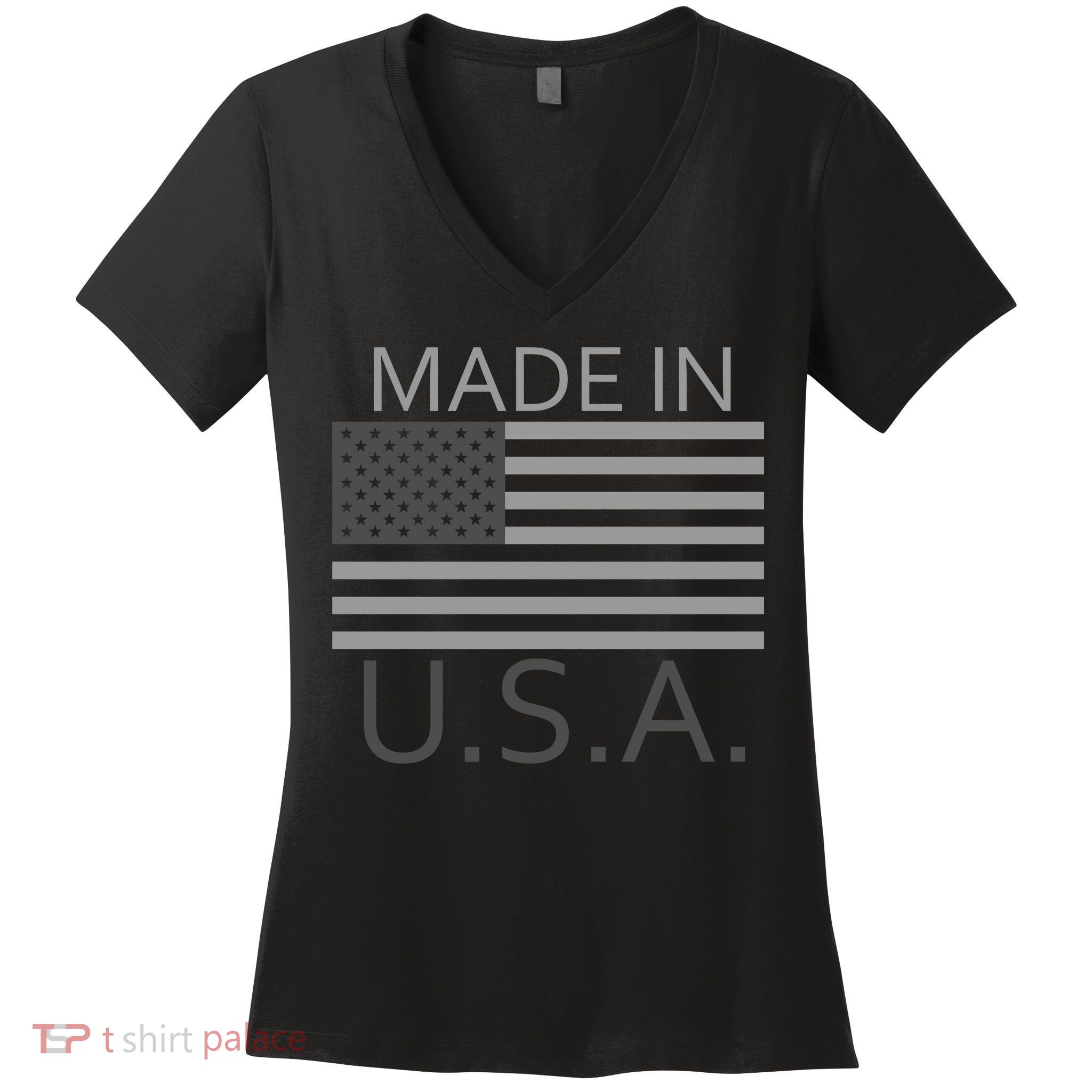 Made In USA Gray Style Women's V-Neck T-Shirt