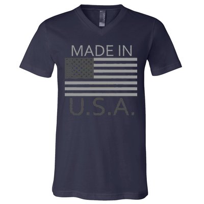 Made In USA Gray Style V-Neck T-Shirt