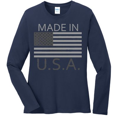 Made In USA Gray Style Ladies Long Sleeve Shirt