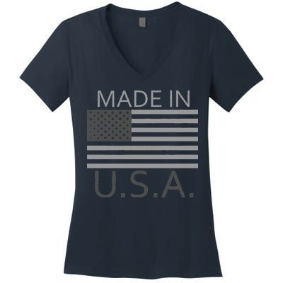 Made In USA Gray Style Women's V-Neck T-Shirt