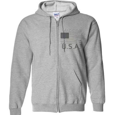 Made In USA Gray Style Full Zip Hoodie