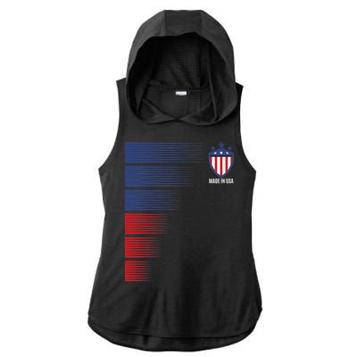 Made In USA Soccer Team Flag Ladies PosiCharge Tri-Blend Wicking Draft Hoodie Tank