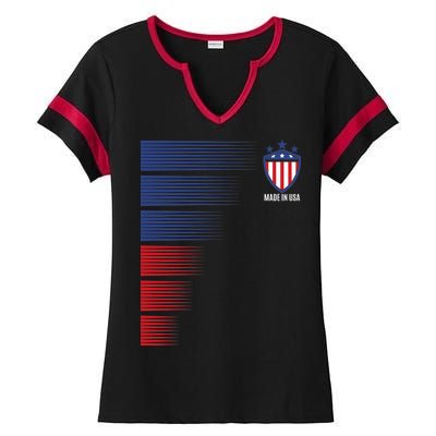 Made In USA Soccer Team Flag Ladies Halftime Notch Neck Tee