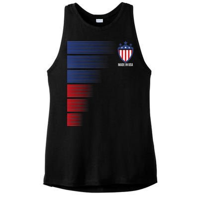 Made In USA Soccer Team Flag Ladies PosiCharge Tri-Blend Wicking Tank