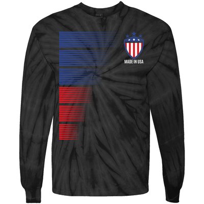 Made In USA Soccer Team Flag Tie-Dye Long Sleeve Shirt
