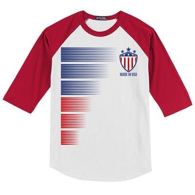 Made In USA Soccer Team Flag Kids Colorblock Raglan Jersey