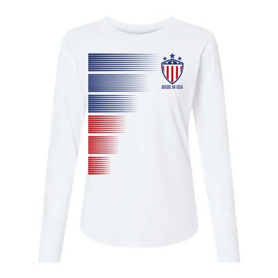 Made In USA Soccer Team Flag Womens Cotton Relaxed Long Sleeve T-Shirt