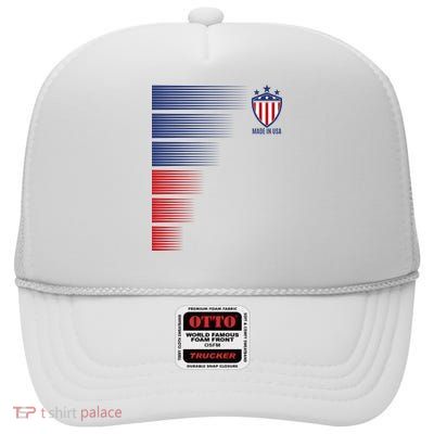 Made In USA Soccer Team Flag High Crown Mesh Back Trucker Hat