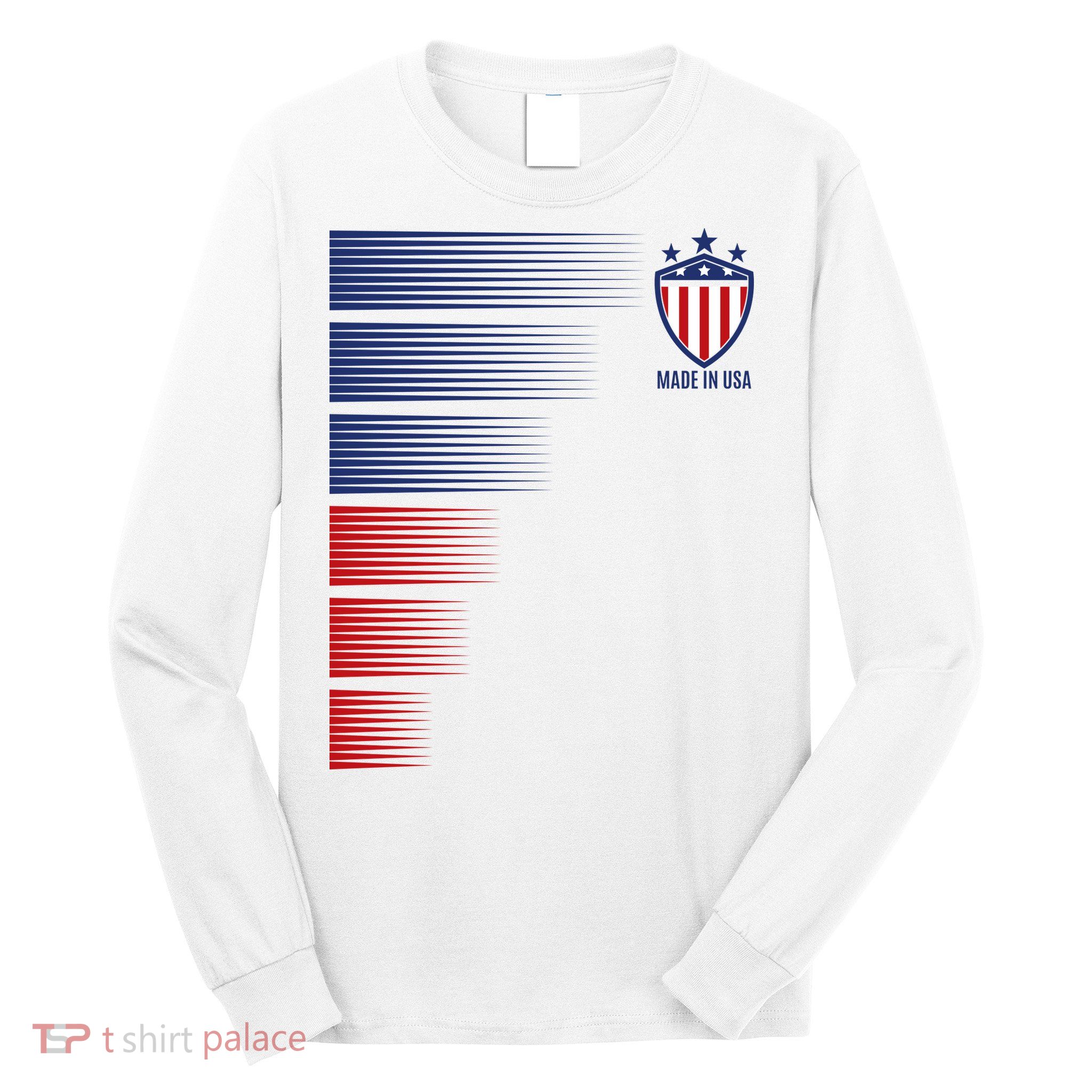 Made In USA Soccer Team Flag Long Sleeve Shirt