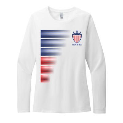 Made In USA Soccer Team Flag Womens CVC Long Sleeve Shirt