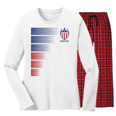 Made In USA Soccer Team Flag Women's Long Sleeve Flannel Pajama Set 