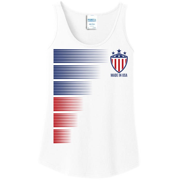 Made In USA Soccer Team Flag Ladies Essential Tank