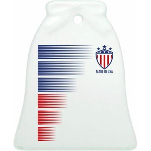 Made In USA Soccer Team Flag Ceramic Bell Ornament