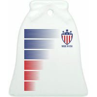 Made In USA Soccer Team Flag Ceramic Bell Ornament