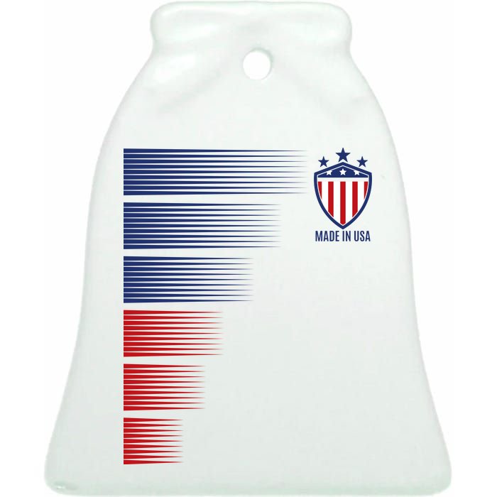 Made In USA Soccer Team Flag Ceramic Bell Ornament