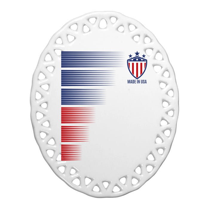 Made In USA Soccer Team Flag Ceramic Oval Ornament