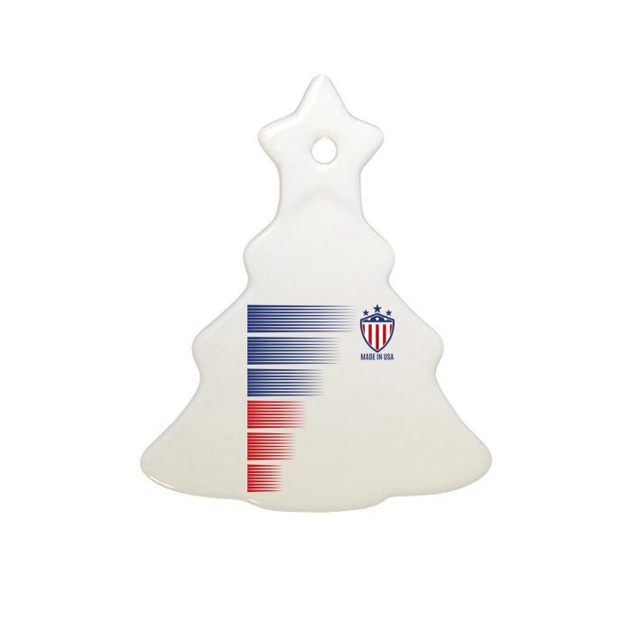 Made In USA Soccer Team Flag Ceramic Tree Ornament