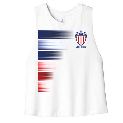 Made In USA Soccer Team Flag Women's Racerback Cropped Tank