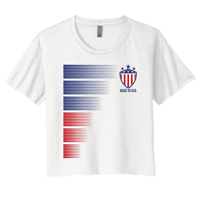 Made In USA Soccer Team Flag Women's Crop Top Tee