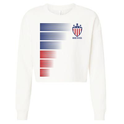 Made In USA Soccer Team Flag Cropped Pullover Crew