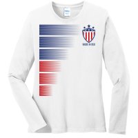 Made In USA Soccer Team Flag Ladies Long Sleeve Shirt