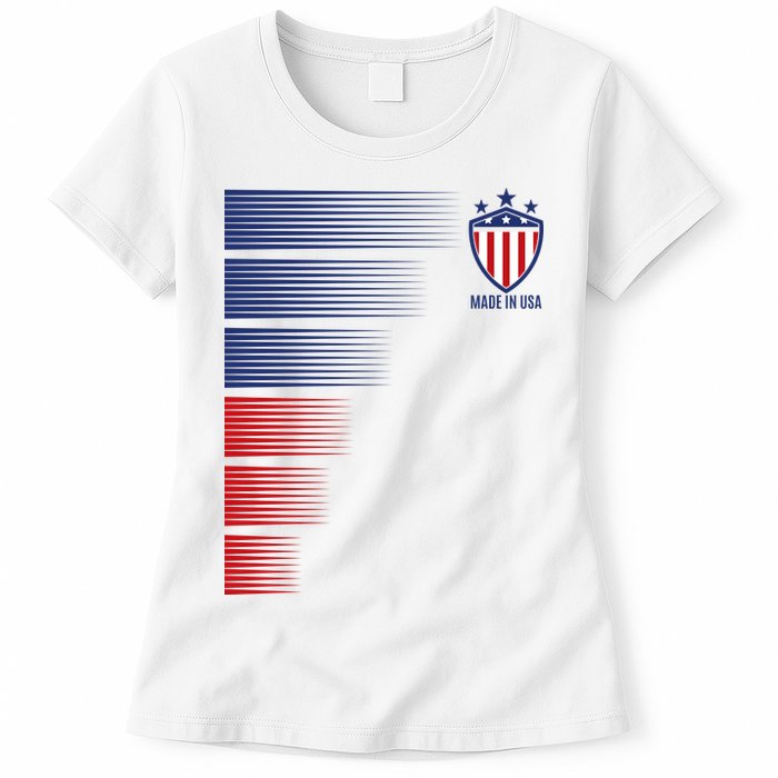 Made In USA Soccer Team Flag Womens T-Shirt