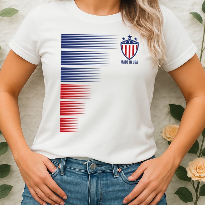 Made In USA Soccer Team Flag Womens T-Shirt