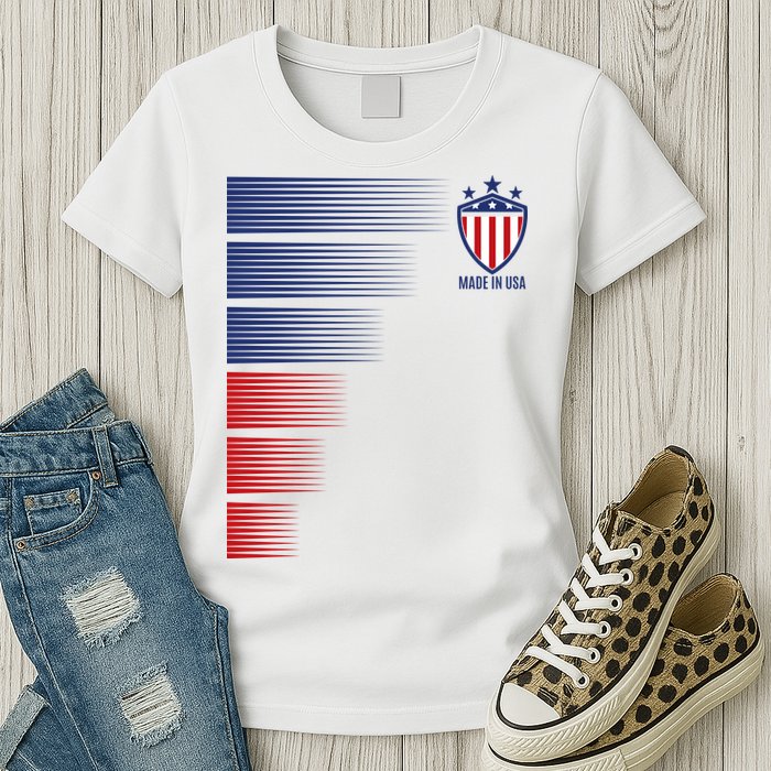 Made In USA Soccer Team Flag Womens T-Shirt