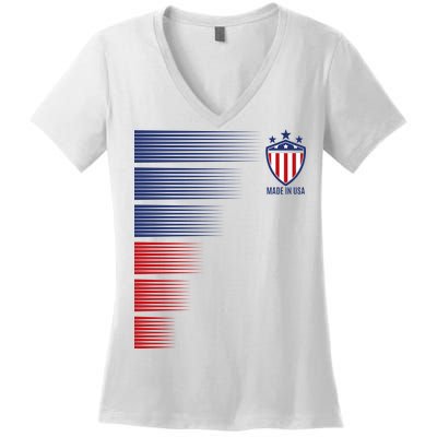 Made In USA Soccer Team Flag Women's V-Neck T-Shirt