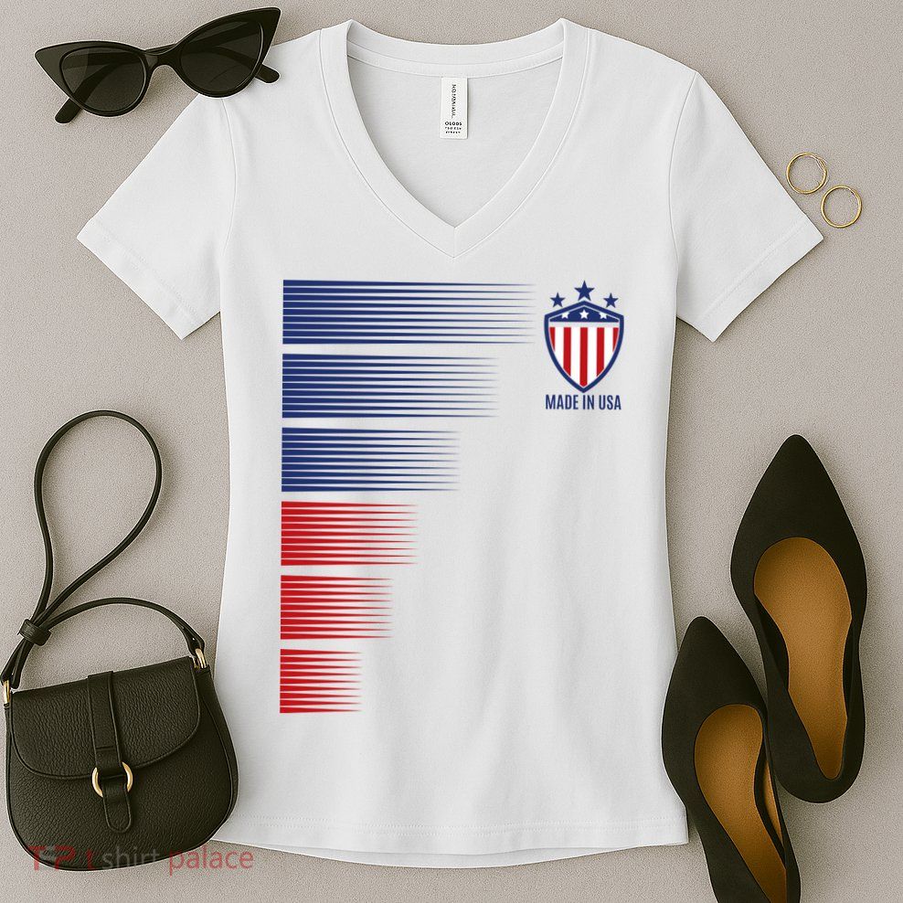 Made In USA Soccer Team Flag Women's V-Neck T-Shirt