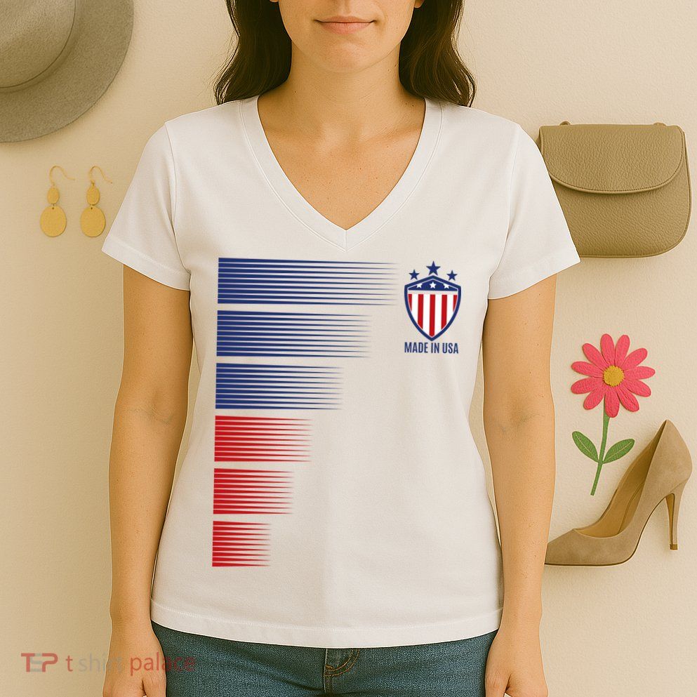 Made In USA Soccer Team Flag Women's V-Neck T-Shirt