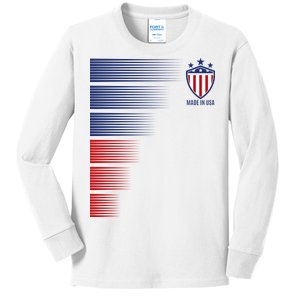 Made In USA Soccer Team Flag Kids Long Sleeve Shirt