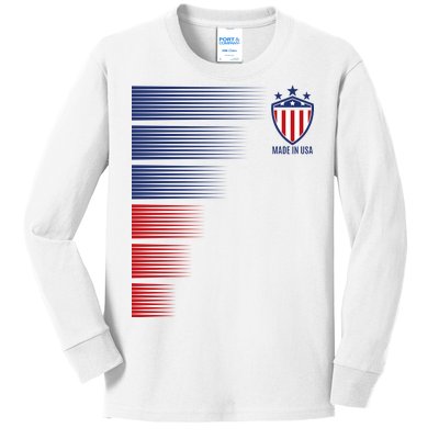 Made In USA Soccer Team Flag Kids Long Sleeve Shirt