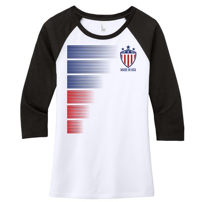 Made In USA Soccer Team Flag Women's Tri-Blend 3/4-Sleeve Raglan Shirt