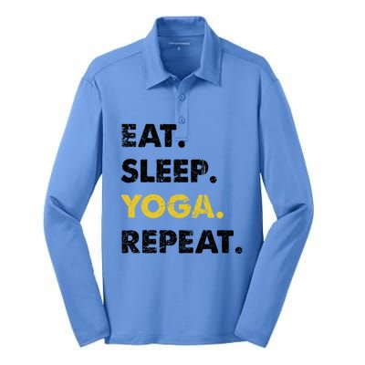 Meditate Asanas Eat Sleep Yoga Repeat Gift Silk Touch Performance Long Sleeve Polo