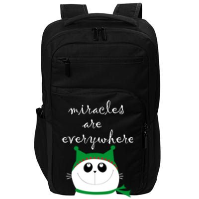 Miracles Are Everywhere Cute Xmas Cat Design Christmas Gift Funny Gift Impact Tech Backpack