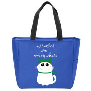 Miracles Are Everywhere Cute Xmas Cat Design Christmas Gift Funny Gift Zip Tote Bag