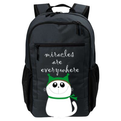 Miracles Are Everywhere Cute Xmas Cat Design Christmas Gift Funny Gift Daily Commute Backpack