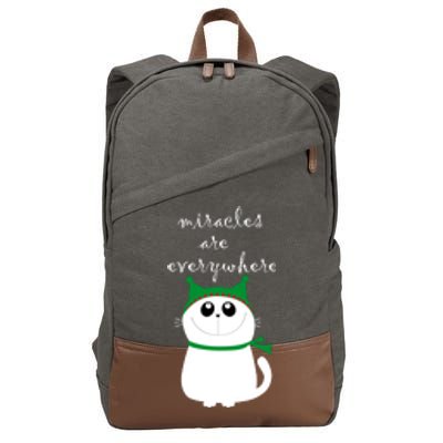 Miracles Are Everywhere Cute Xmas Cat Design Christmas Gift Funny Gift Cotton Canvas Backpack