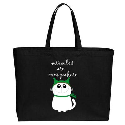 Miracles Are Everywhere Cute Xmas Cat Design Christmas Gift Funny Gift Cotton Canvas Jumbo Tote