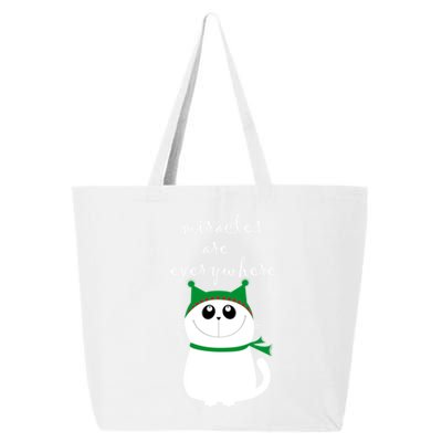 Miracles Are Everywhere Cute Xmas Cat Design Christmas Gift Funny Gift 25L Jumbo Tote