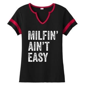 Milfin AinT Easy Funny Milf Ladies Halftime Notch Neck Tee