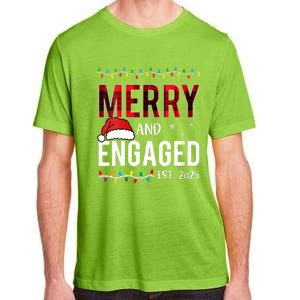 Merry And Engaged 2025 Red Plaid Matching Christmas Couple Adult ChromaSoft Performance T-Shirt