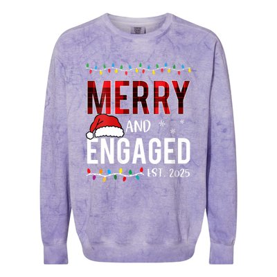 Merry And Engaged 2025 Red Plaid Matching Christmas Couple Colorblast Crewneck Sweatshirt