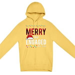 Merry And Engaged 2025 Red Plaid Matching Christmas Couple Premium Pullover Hoodie