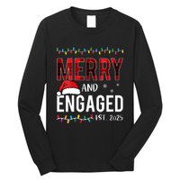 Merry And Engaged 2025 Red Plaid Matching Christmas Couple Long Sleeve Shirt