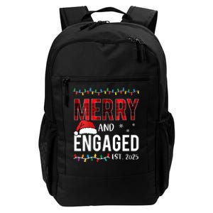 Merry And Engaged 2025 Red Plaid Matching Christmas Couple Daily Commute Backpack