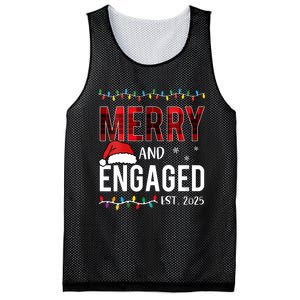 Merry And Engaged 2025 Red Plaid Matching Christmas Couple Mesh Reversible Basketball Jersey Tank