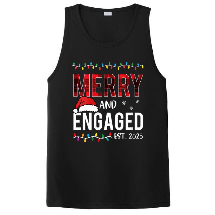 Merry And Engaged 2025 Red Plaid Matching Christmas Couple PosiCharge Competitor Tank