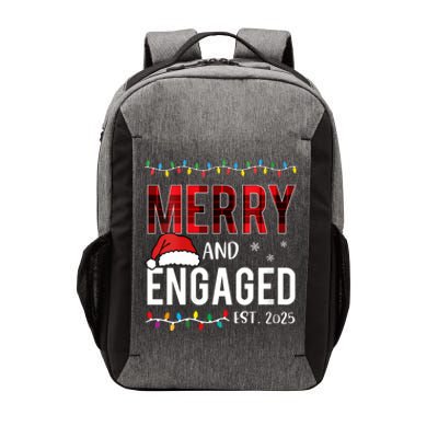 Merry And Engaged 2025 Red Plaid Matching Christmas Couple Vector Backpack